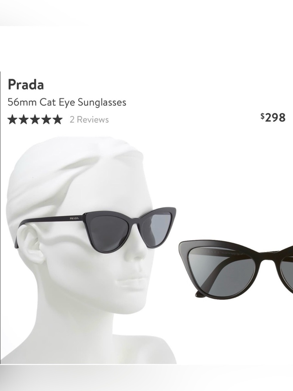 Prada Black Cat-Eye Sunglasses with Dark Lenses